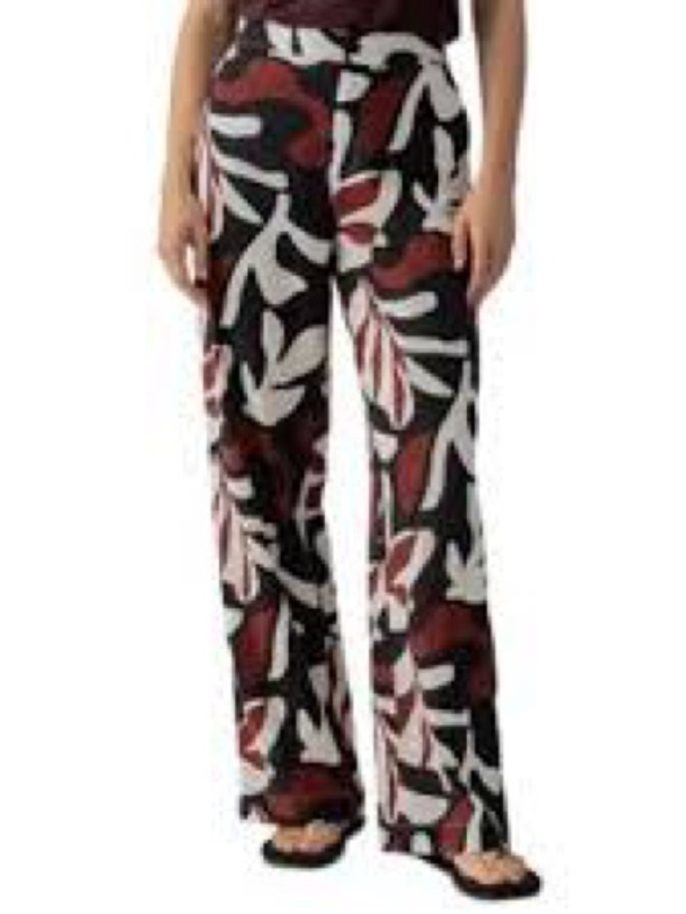 Maidib d’Amelie Wide-Leg Floral Print Pants in Black and Rust. Small